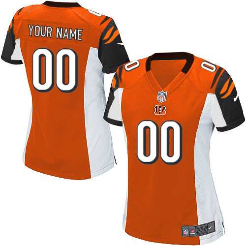 Women Nike Cincinnati Bengals Customized Orange Team Color Stitched NFL Game Jersey