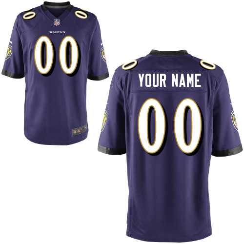 Youth Nike Baltimore Ravens Customized Purple Team Color Stitched NFL Game Jersey