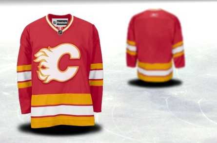 Men Calgary Flames Customized Red Third Stitched Hockey Jersey
