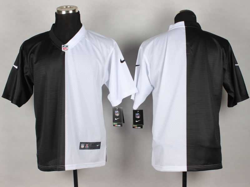 Men Nike Oakland Raiders Customized Black-White Split Stitched NFL Elite Jersey