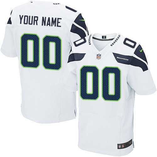 Men Nike Seattle Seahawks Customized White Team Color Stitched NFL Elite Jersey
