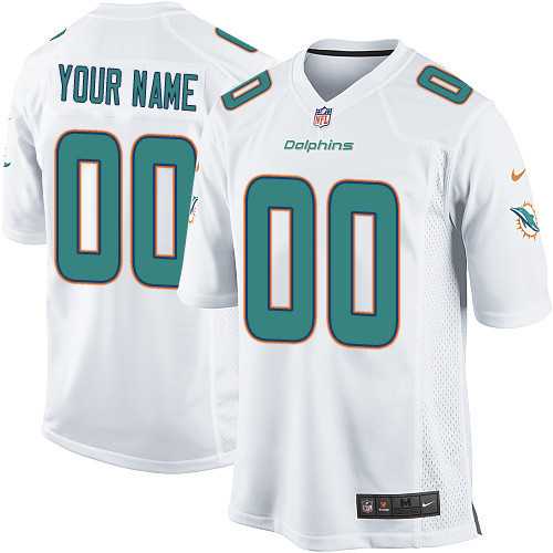 Youth Nike Miami Dolphins Customized White Team Color Stitched NFL Game Jersey