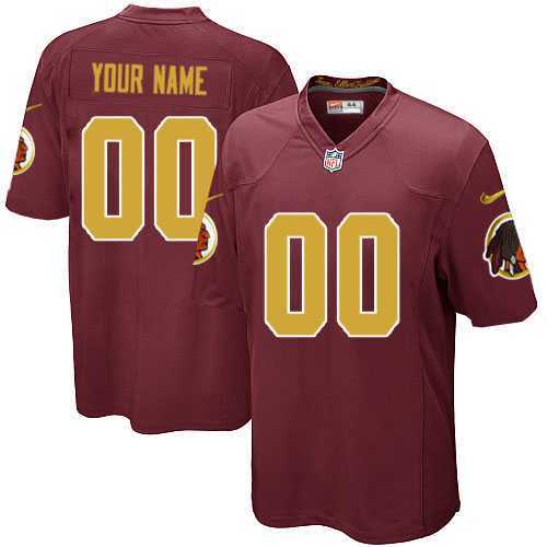 Youth Nike Washington Redskins Customized Red-Golden Team Color Stitched NFL Game Jersey