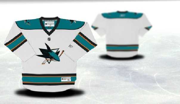 Youth San Jose Sharks Customized White Stitched Hockey Jersey