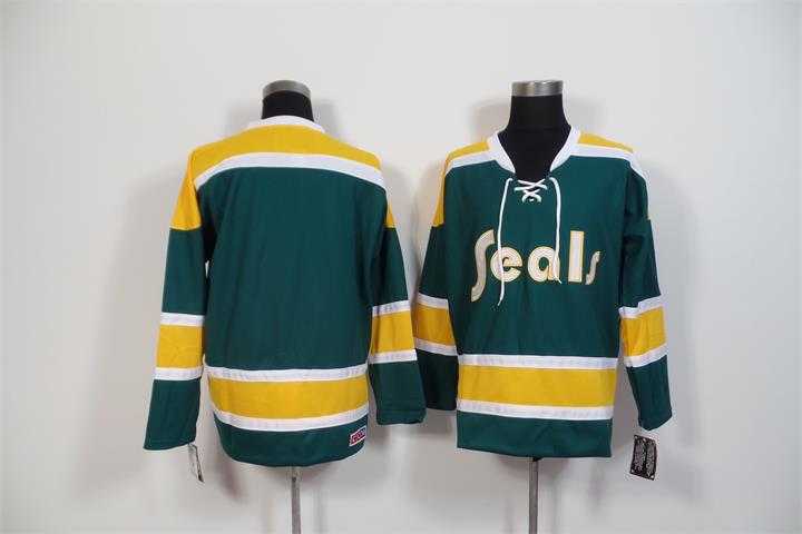California Golden Seals Blank Green Gold CCM Throwback Stitched NHL Jersey