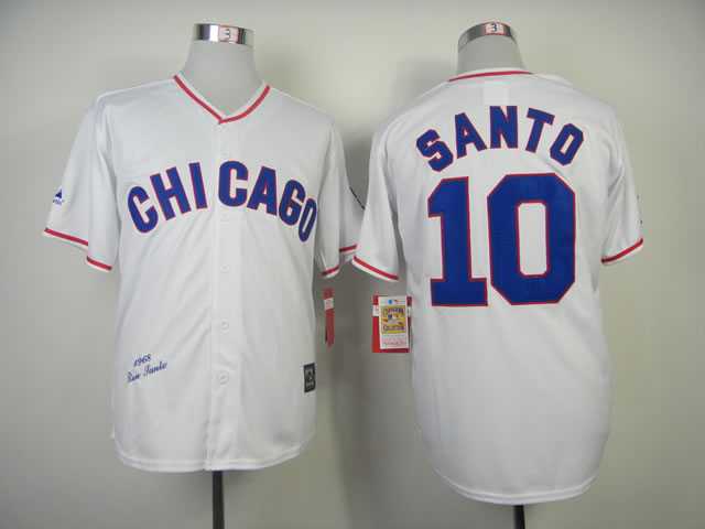 Chicago Cubs #10 Ronald Santo White Majestic 1968 Mitchell And Ness Throwback Stitched MLB Jersey Sanguo
