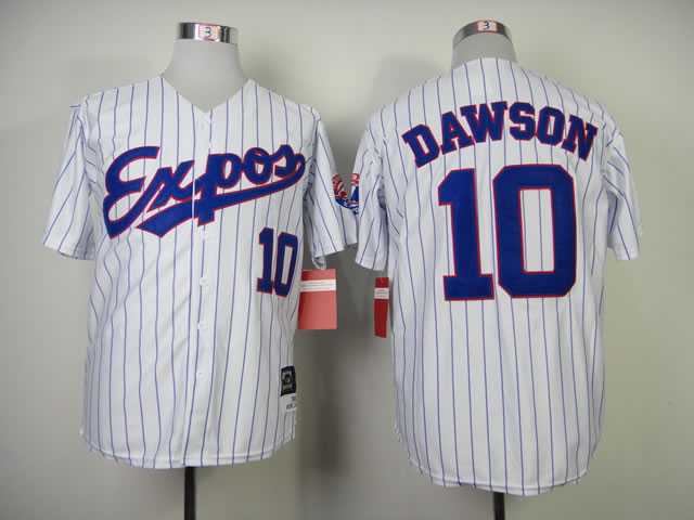 Montreal Expos #10 Dawson White Pinstripe 1982 Mitchell And Ness Throwback Stitched MLB Jersey Sanguo