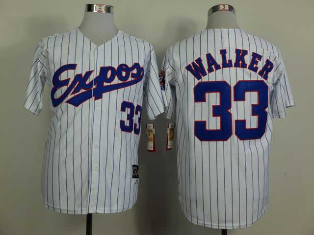 Montreal Expos #33 Walker Blue Pinstripe 1982 Mitchell And Ness Throwback White Stitched MLB Jersey Sanguo