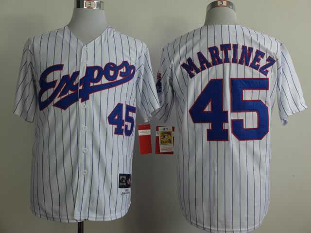 Montreal Expos #45 Martinez Blue Pinstripe 1982 Mitchell And Ness Throwback White Stitched MLB Jersey Sanguo