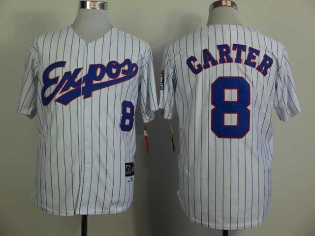 Montreal Expos #8 Carter Blue Pinstripe 1982 Mitchell And Ness Throwback White Stitched MLB Jersey Sanguo