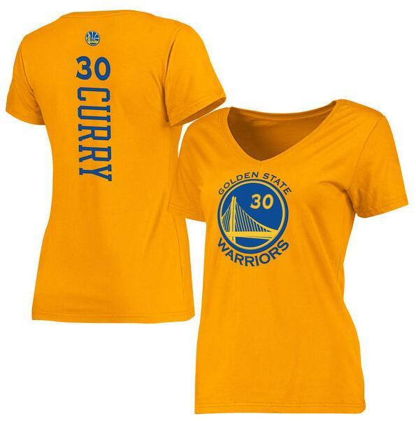 Women Golden State Warriors #30 Stephen Curry Yellow T-Shirt