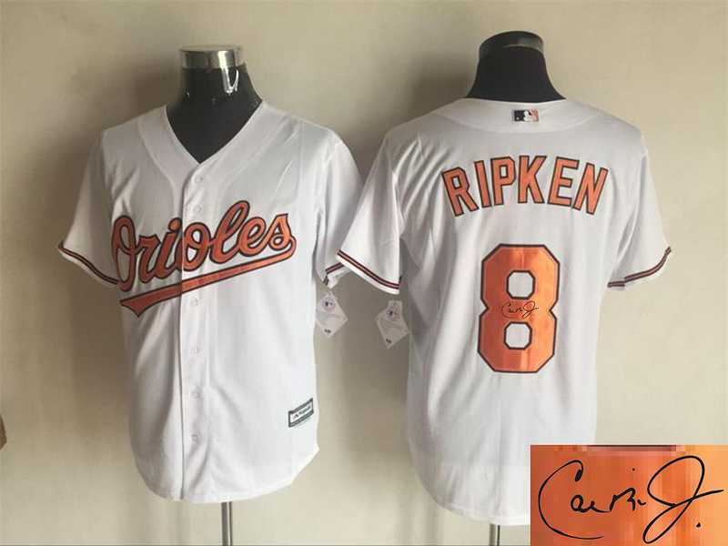 Baltimore Orioles #8 Cal Ripken White New Cool Base Stitched Signature Edition Jersey