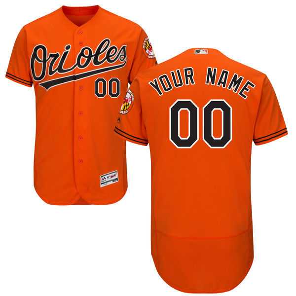 Baltimore Orioles Customized Majestic Flexbase Collection Stitched Baseball WEM Jersey - Orange
