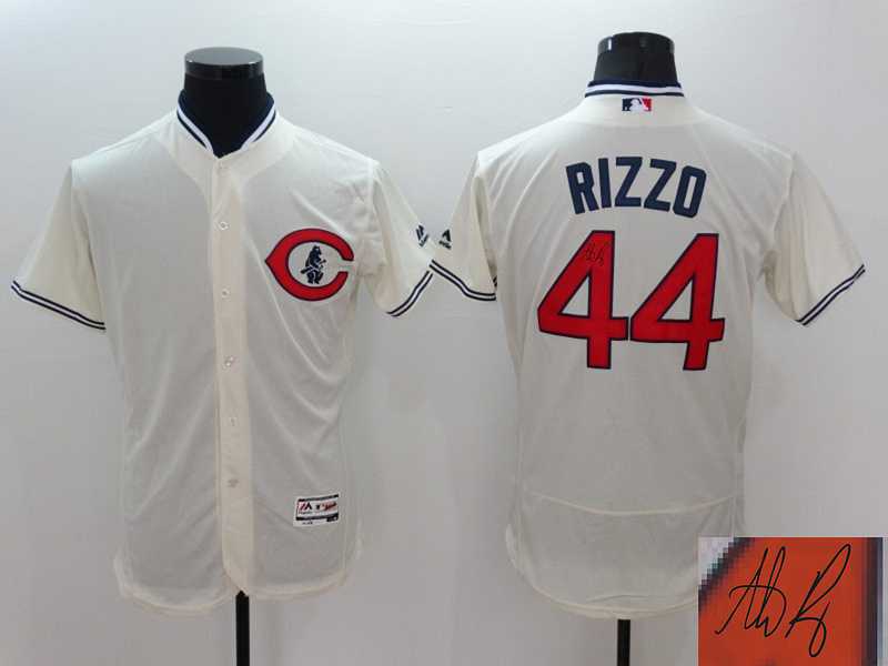 Chicago Cubs #44 Anthony Rizzo Cream Flexbase Collection Stitched Signature Edition Jersey