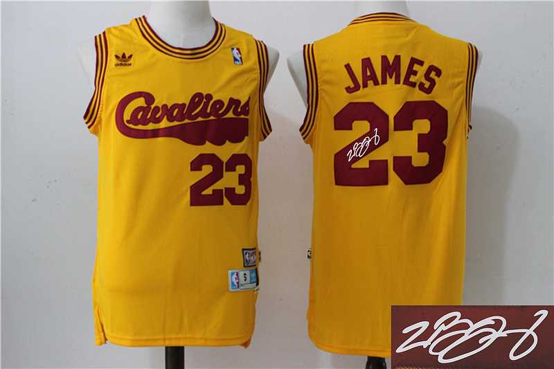Cleveland Cavaliers #23 LeBron James Yellow Throwback Stitched Signature Edition Jersey