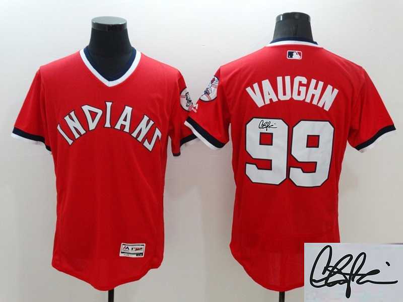 Cleveland Indians #99 Ricky Vaughn  Red Flexbase Collection Stitched Signature Edition Jersey