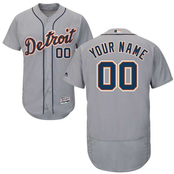 Detroit Tigers Customized Majestic Flexbase Collection Stitched Baseball WEM Jersey - Gray