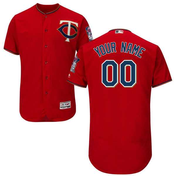 Minnesota Twins Customized Majestic Flexbase Collection Stitched Baseball WEM Jersey - Red