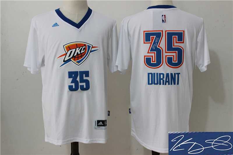 Oklahoma City Thunder #35 Kevin Durant White Pride Stitched Short Sleeve Stitched Signature Edition Jersey