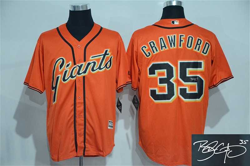 San Francisco Giants #35 Brandon Crawford Orange New Cool Base Stitched Signature Edition Jersey