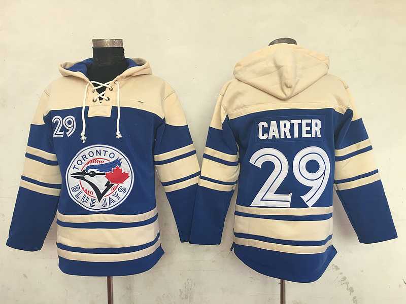Toronto Blue Jays #29 Joe Carter Blue Sawyer Hooded Sweatshirt Stitched NHL Hoodie
