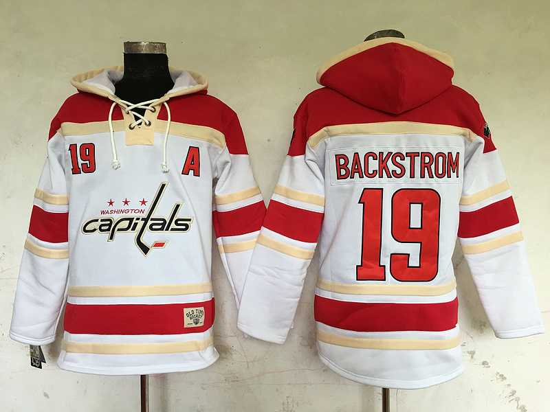 Washington Capitals #19 Nicklas Backstrom White Sawyer Hooded Sweatshirt Stitched NHL Hoodie