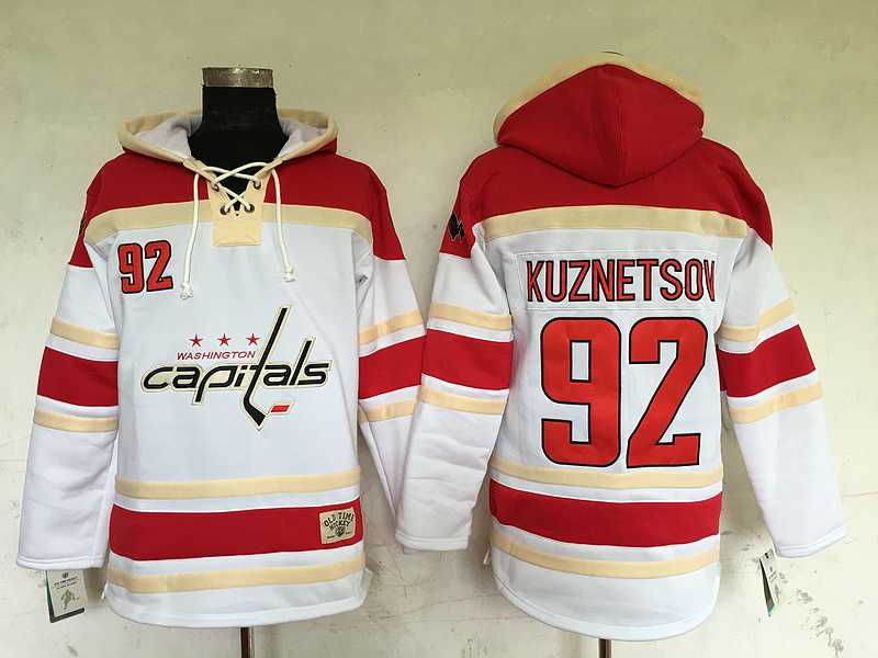 Washington Capitals #92 Evgeny Kuznetsov White Sawyer Hooded Sweatshirt Stitched NHL Hoodie