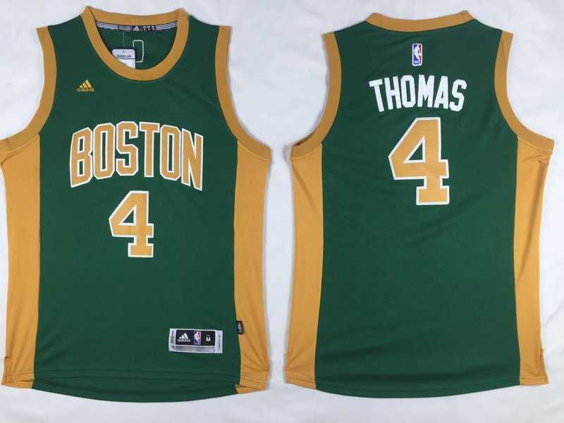 Boston Celtics #4 Isaiah Thomas Green-Gold Swingman Stitched NBA Jersey