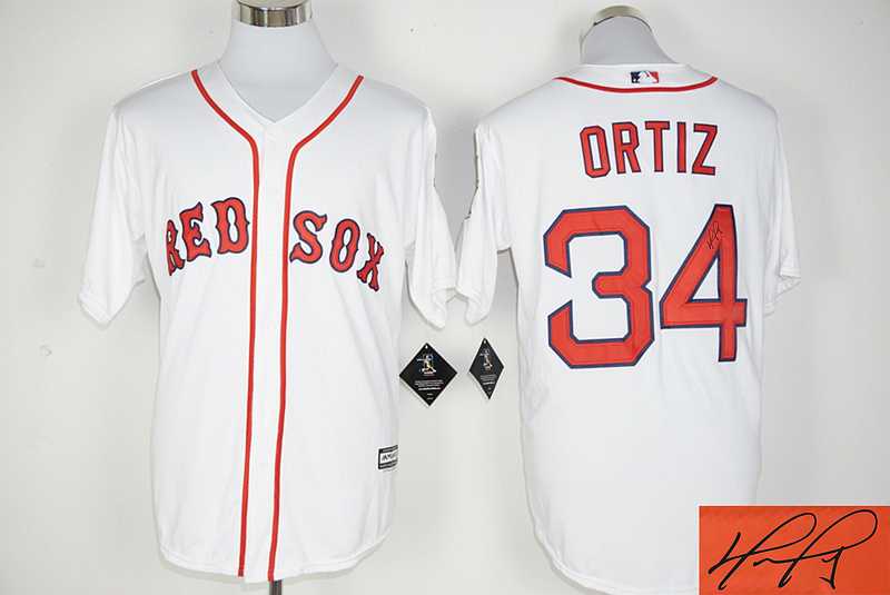 Boston Red Sox #34 David Ortiz White New Cool Base Stitched Signature Edition Jersey