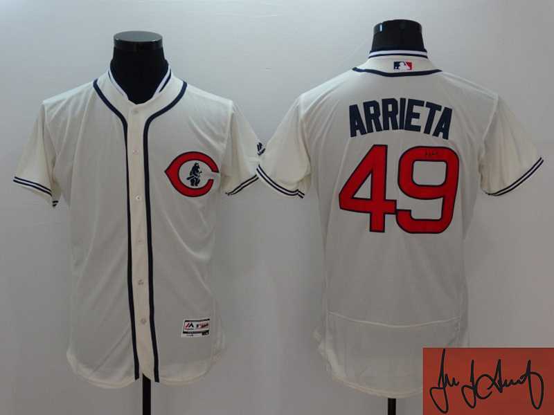 Chicago Cubs #49 Jake Arrieta (Black Pinstripe) Flexbase Collection Stitched Signature Edition Jersey