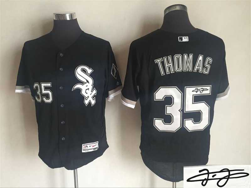 Chicago White Sox #35 Frank Thomas Black New Cool Base Stitched Signature Edition Jersey