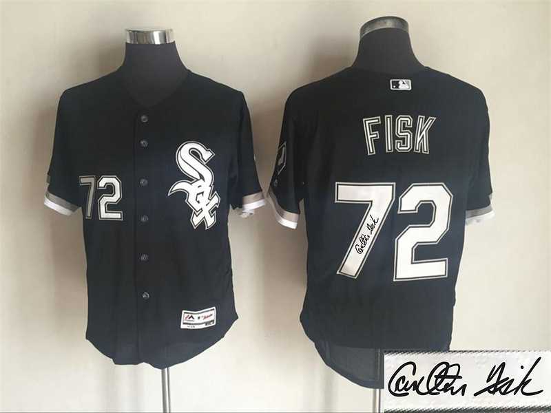 Chicago White Sox #72 Carlton Fisk Black New Cool Base Stitched Signature Edition Jersey