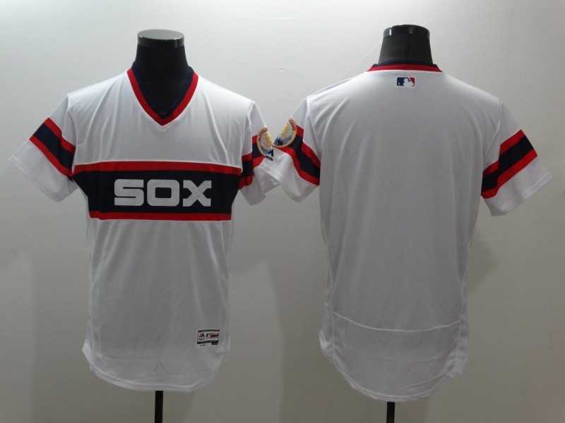 Chicago White Sox Customized Men's Mitchell And Ness 1983 White Flexbase Collection Stitched Jersey