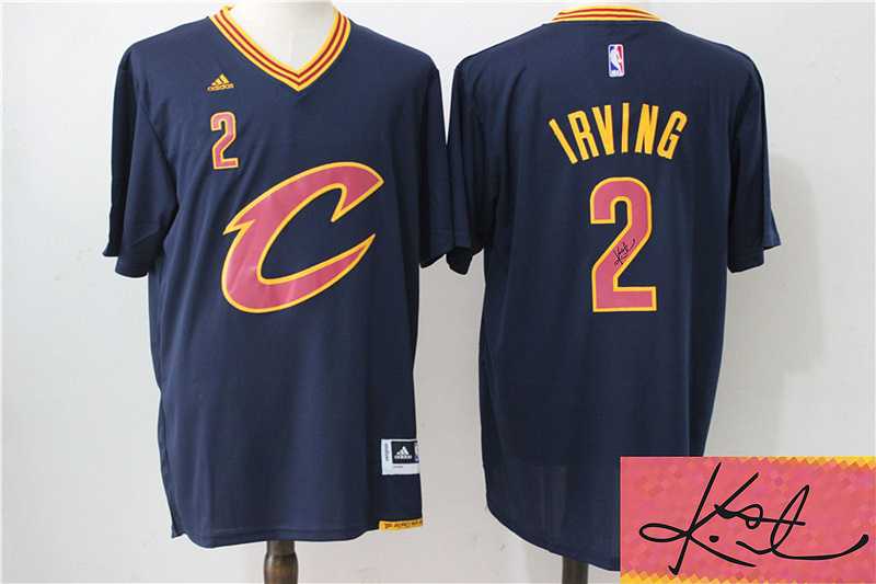Cleveland Cavaliers #2 Kyrie Irving Navy Blue Swingman Short Sleeve Stitched NBA Signature Edition Jersey