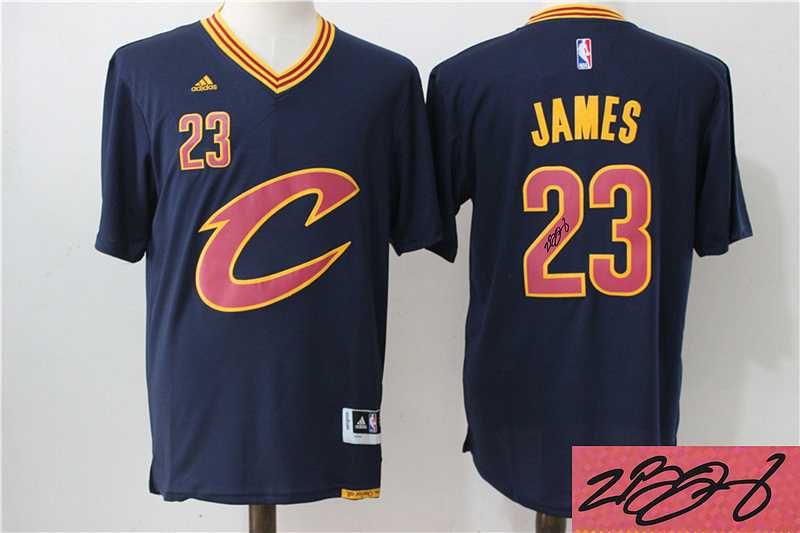 Cleveland Cavaliers #23 LeBron James Navy Blue Swingman Short Sleeve Stitched NBA Signature Edition Jersey