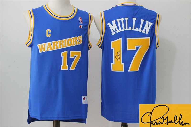 Golden State Warriors #17 Chris Mullin Blue Swingman Throwback Stitched NBA Signature Edition Jersey