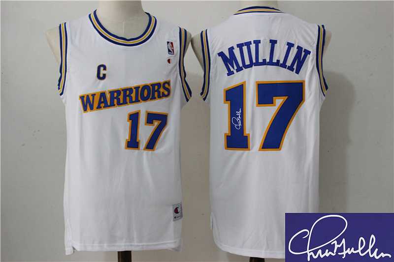Golden State Warriors #17 Chris Mullin White Swingman Throwback Stitched NBA Signature Edition Jersey