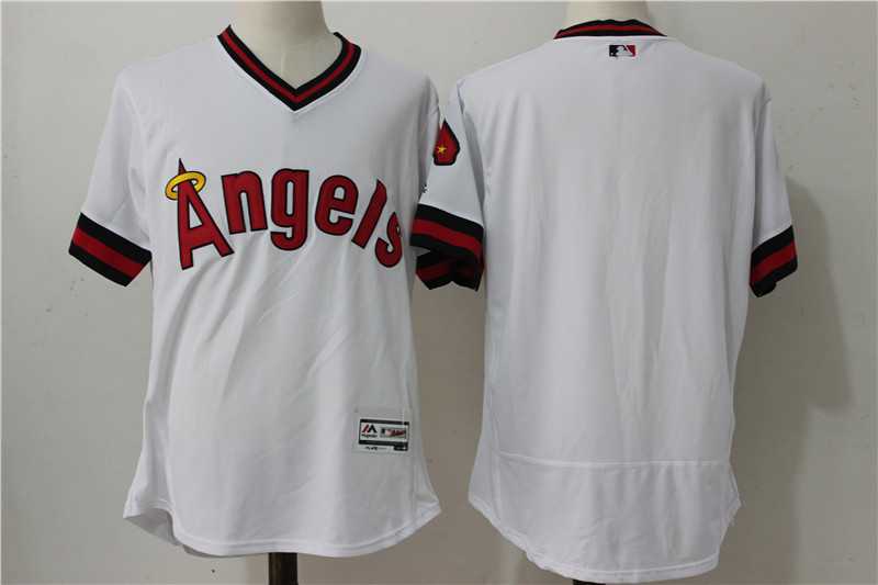 Los Angeles Angels of Anaheim Customized Men's Mitchell And Ness White 2016 Flexbase Collection Stitched Jersey