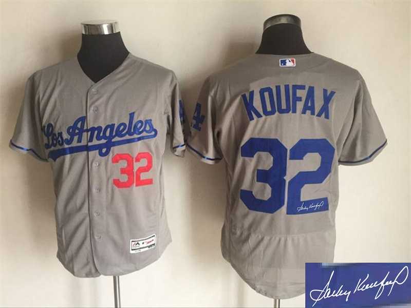 Los Angeles Dodgers #32 Sandy Koufax Throwback Gray Flexbase Collection Stitched Signature Edition Jersey