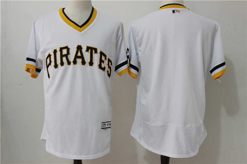 Pittsburgh Pirates Customized Men's Mitchell And Ness White Flexbase Collection Stitched Jersey