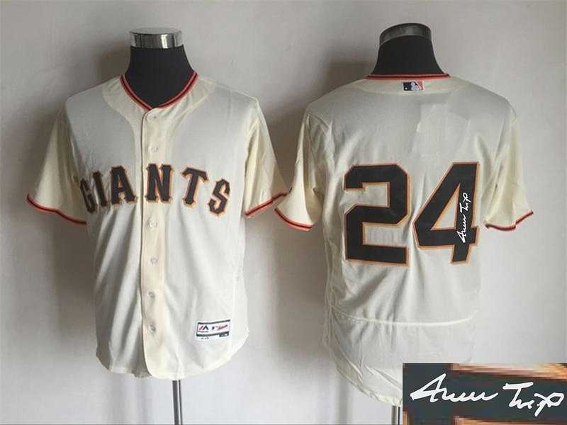 San Francisco Giants #24 Willie Mays Cream Flexbase Collection Stitched Signature Edition Jersey