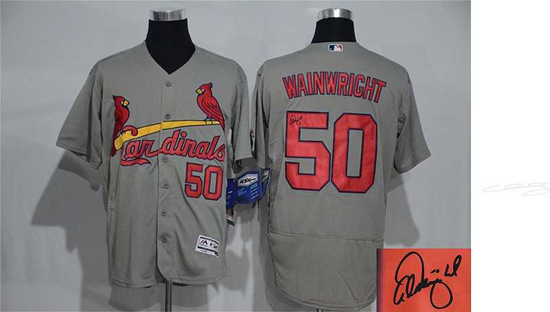 St. Louis Cardinals #50 Adam Wainwright Gray Flexbase Collection Stitched Signature Edition Jersey