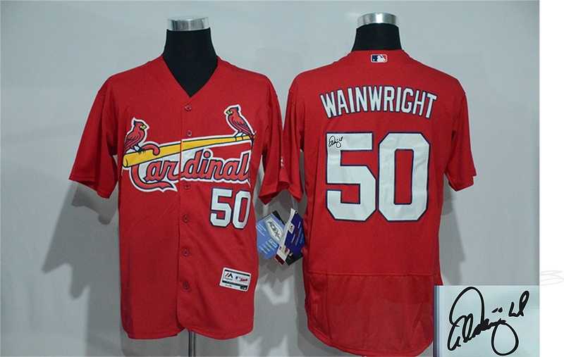St. Louis Cardinals #50 Adam Wainwright Red Flexbase Collection Stitched Signature Edition Jersey