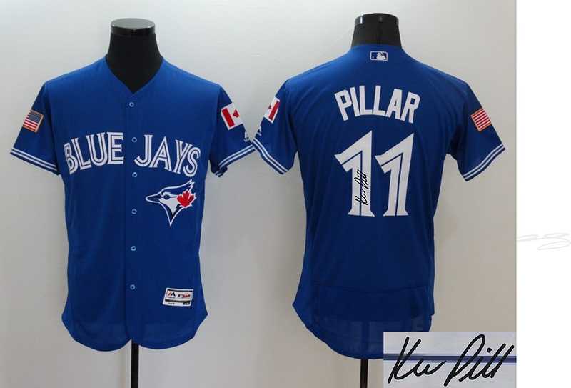 Toronto Blue Jays #11 Kevin Pillar Independence Day Blue Flexbase Collection Stitched Signature Edition Jersey