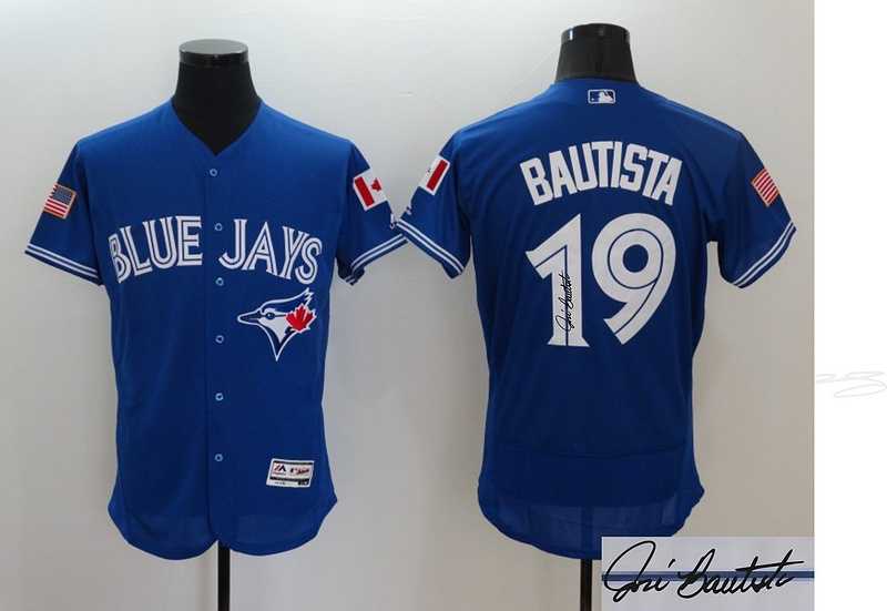 Toronto Blue Jays #19 Jose Bautista Independence Day Blue Flexbase Collection Stitched Signature Edition Jersey