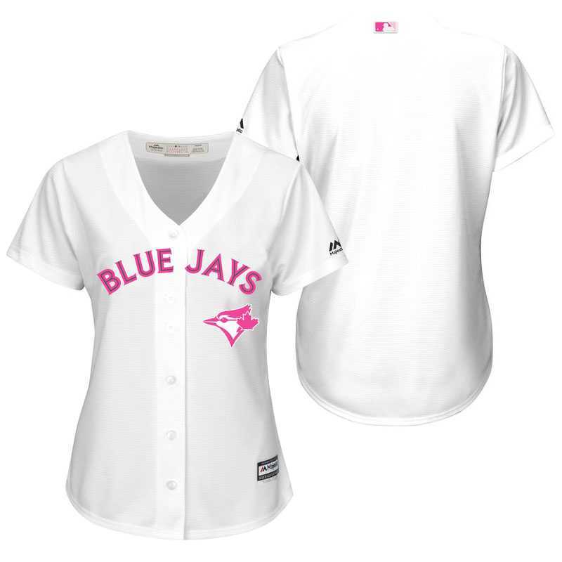 Women Toronto Blue Jays Customized White Home 2016 Mother's Day New Cool Base Stitched Baseball Jersey