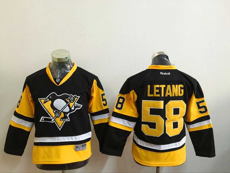Youth Pittsburgh Penguins #58 Kris Letang Black-Yellow Third Stitched NHL Jersey