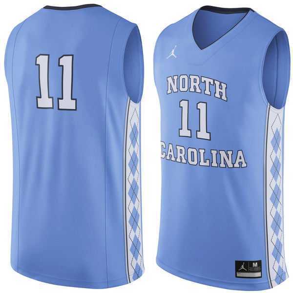 Printed North Carolina Tar Heels #11 Nike Replica Carolina Blue Tank Top Jersey