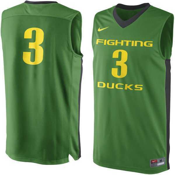 Printed Oregon Ducks Nike #3 Replica Master Apple Green Tank Top Jersey