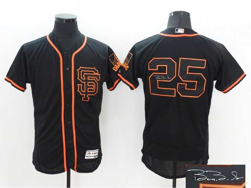 San Francisco Giants #25 Barry Bonds Black Flexbase Collection Alternate Stitched Baseball Signature Edition Jersey